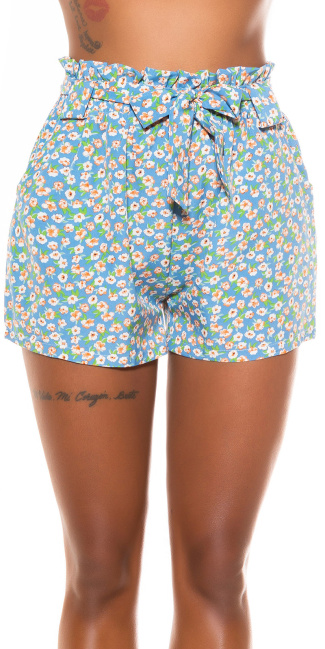 Summer Shorts with Belt and Pockets Blue